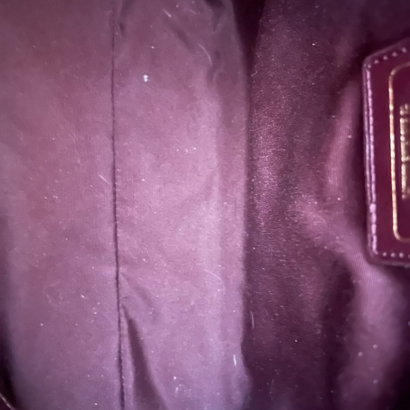 Coach Burgundy Floral Print Leather Tote with Multi-Color Blooms - Picture 6 of 6